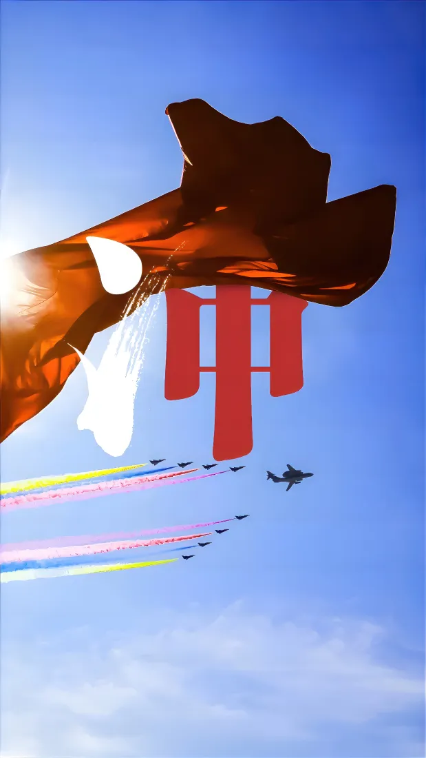 爱国手机壁纸｜空军阅兵蓝天背景图片 - 五星红旗「哲风壁纸」