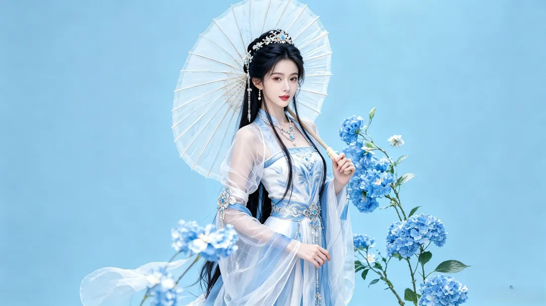 3k蓝衣古风美女壁纸|绣球花背景图片 - 清新古风人像「哲风壁纸」 3k蓝衣古风美女壁纸|绣球花背景图片 - 清新古风人像「哲风壁纸」
