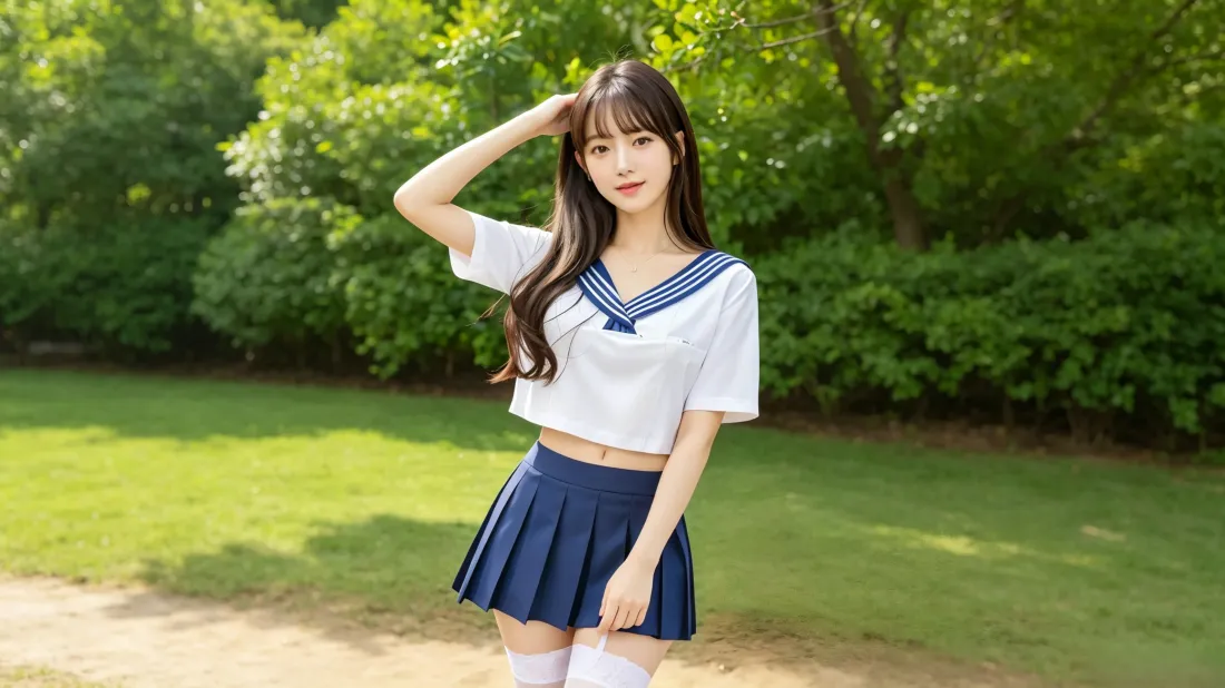 3kJK少女壁纸｜户外草坪背景图片 - 清纯甜美人像「哲风壁纸」