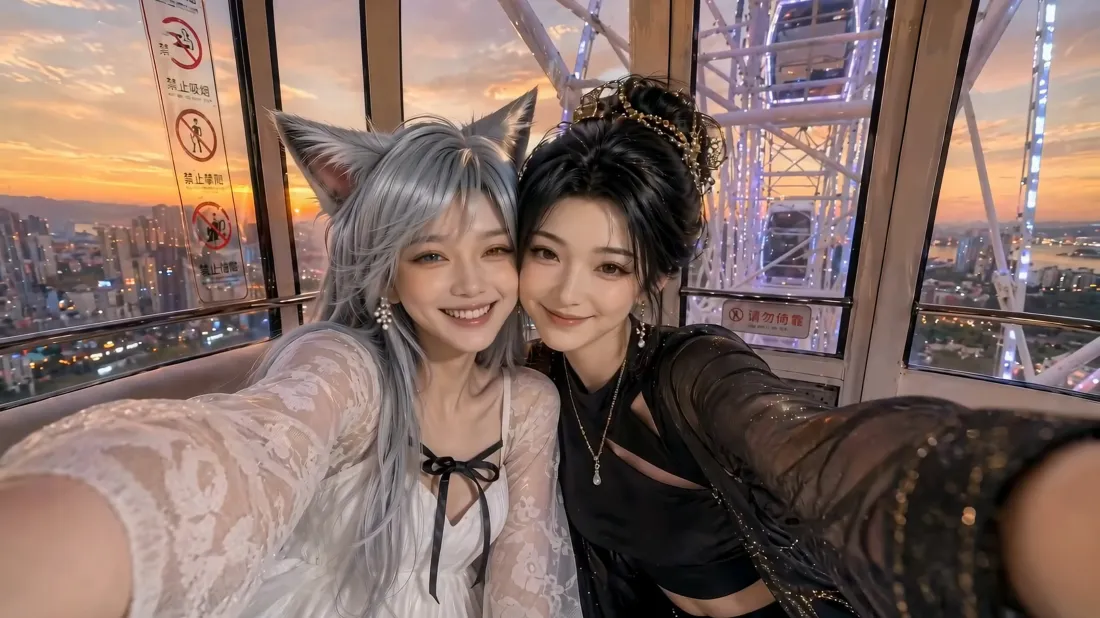 4k日落壁纸 - 银发 - 兽耳 - 自拍「哲风壁纸」