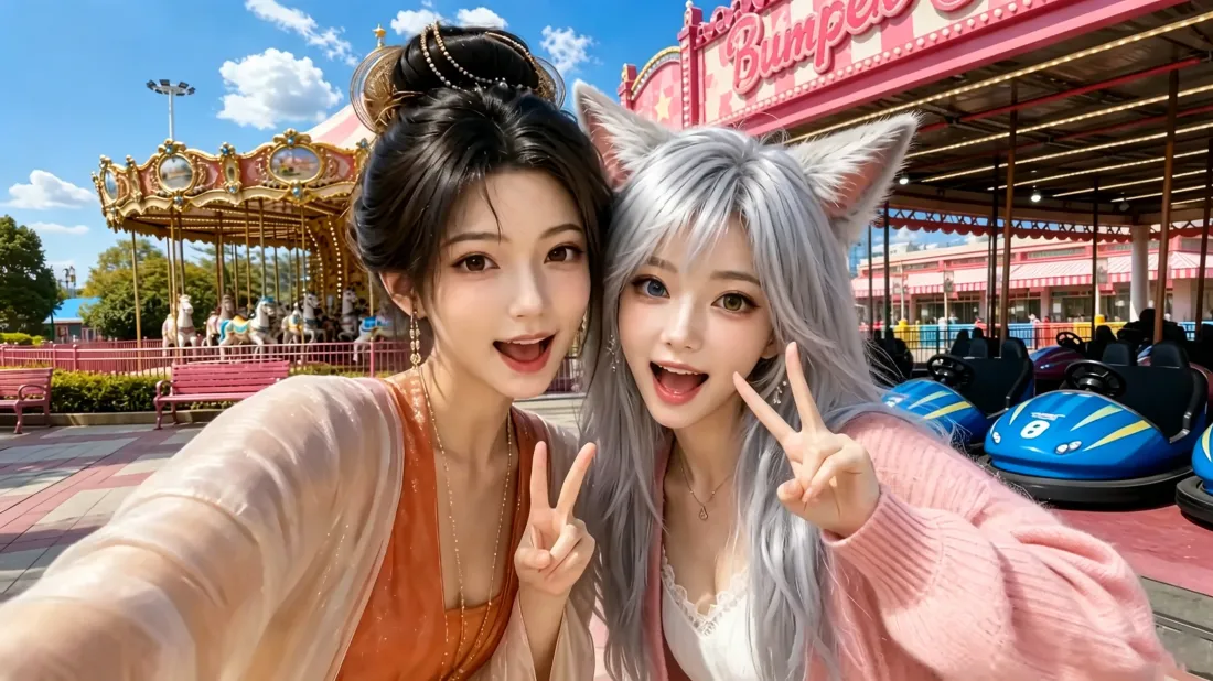 4k户外壁纸 - 银发 - 蓝天 - 少女「哲风壁纸」