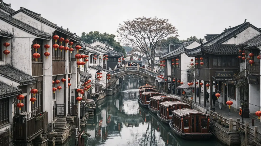 3k江南水乡壁纸|古镇风景背景图片 - 乌篷船红灯笼石拱桥「哲风壁纸」 3k江南水乡壁纸|古镇风景背景图片 - 乌篷船红灯笼石拱桥「哲风壁纸」