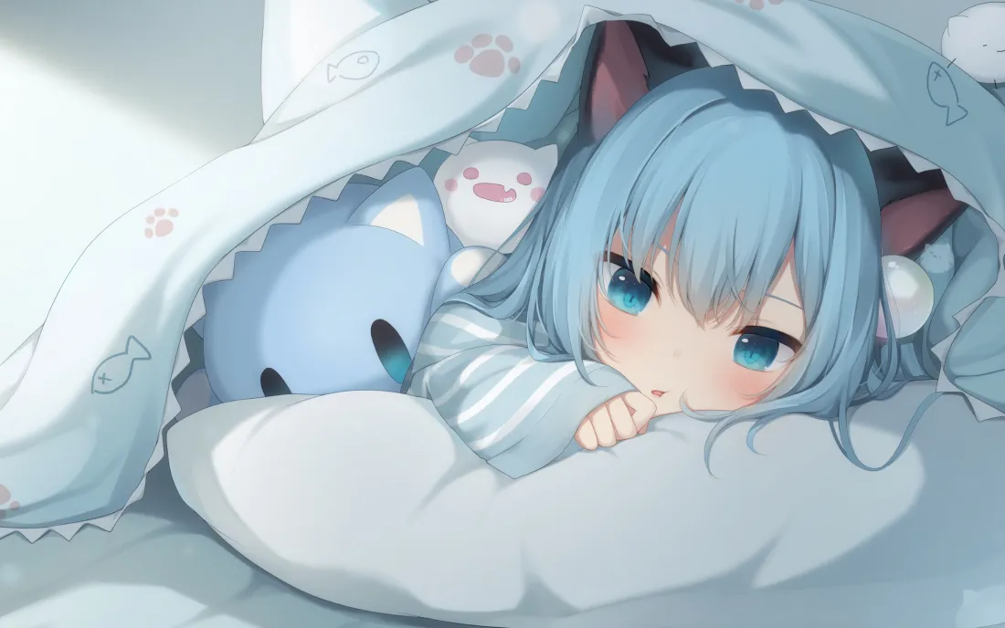 3k蓝发猫耳少女壁纸|治愈卧室背景图片 - 猫羽雫「哲风壁纸」 3k蓝发猫耳少女壁纸|治愈卧室背景图片 - 猫羽雫「哲风壁纸」