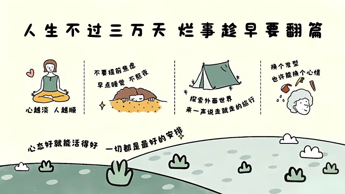 6k治愈文案手绘壁纸|简笔画休闲背景图片 - 暖心励志「哲风壁纸」 手绘简笔画风格,搭配多段暖心励志文案与卡通小插画的治愈壁纸