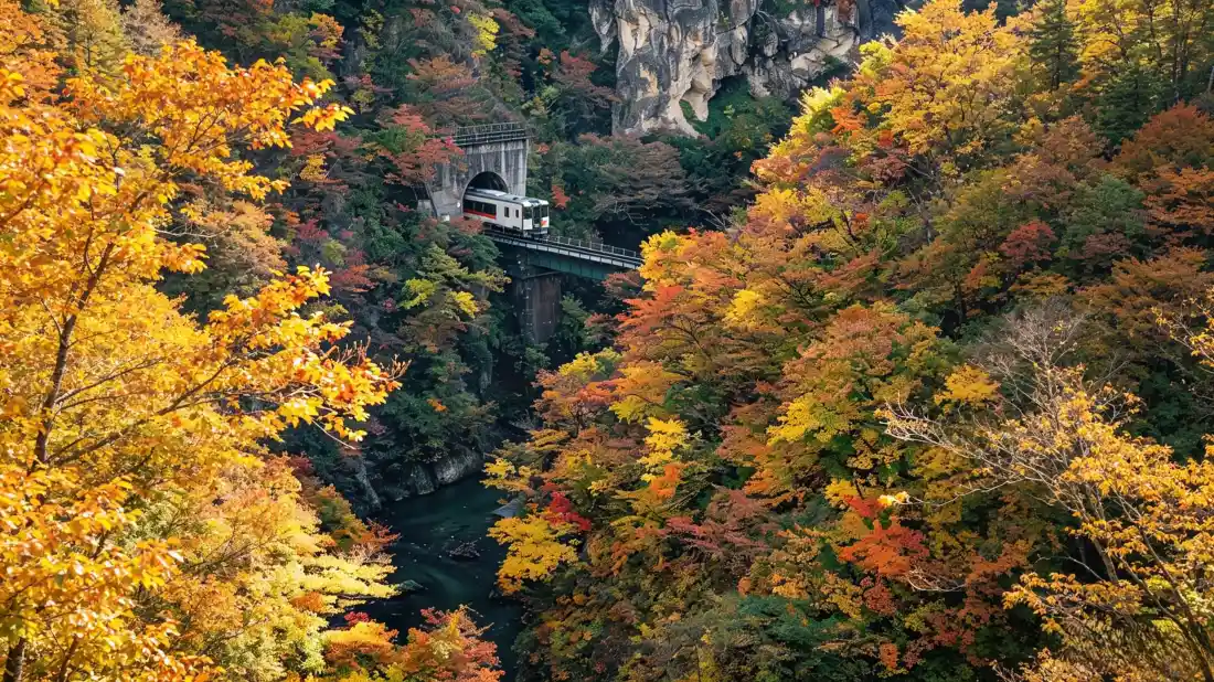 3k秋日峡谷壁纸|山林列车穿行背景图片 - 绚烂秋景「哲风壁纸」 3k秋日峡谷壁纸|山林列车穿行背景图片 - 绚烂秋景「哲风壁纸」