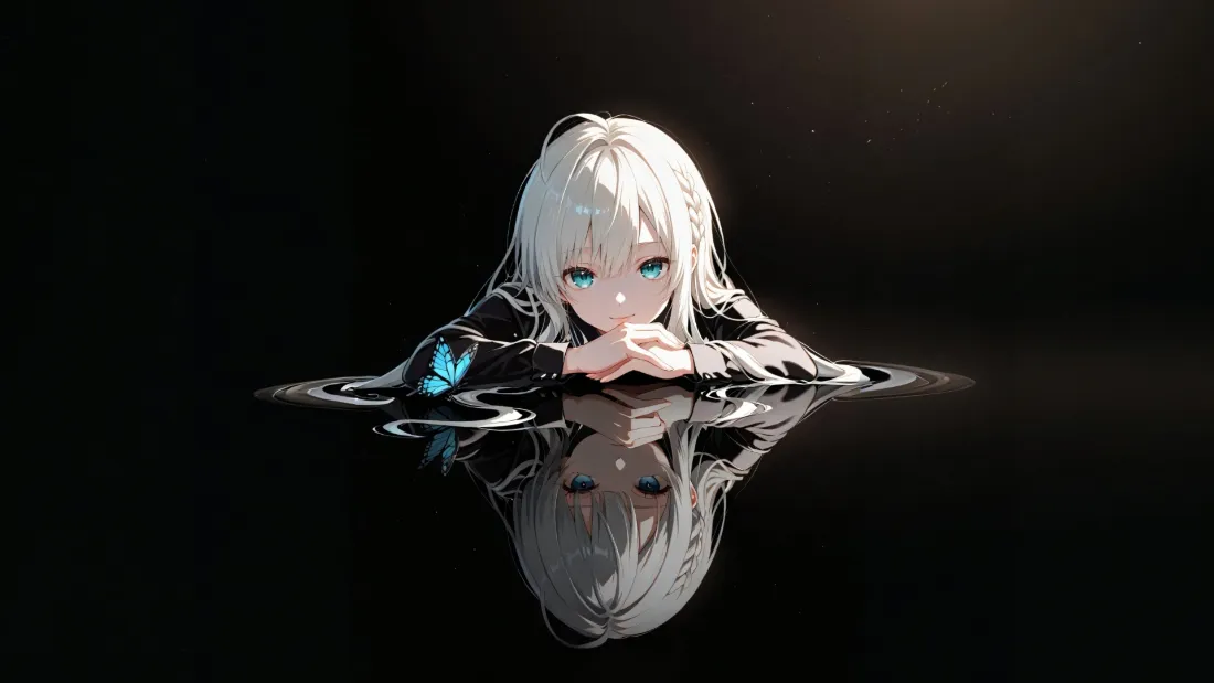 4k动漫壁纸 - 少女 - 水面 - 倒影「哲风壁纸」