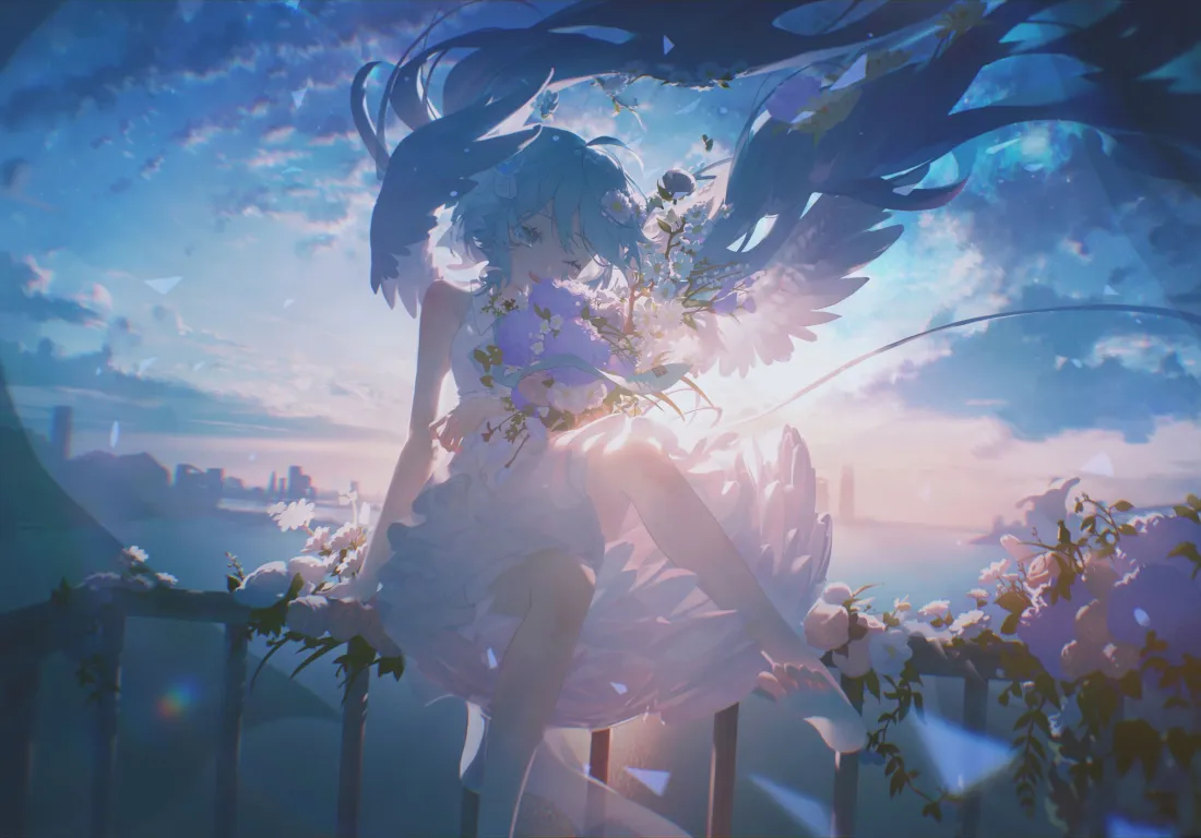 5k初音未来壁纸|天空云端背景图片 - 逆光羽翼少女「哲风壁纸」 5k初音未来壁纸|天空云端背景图片 - 逆光羽翼少女「哲风壁纸」