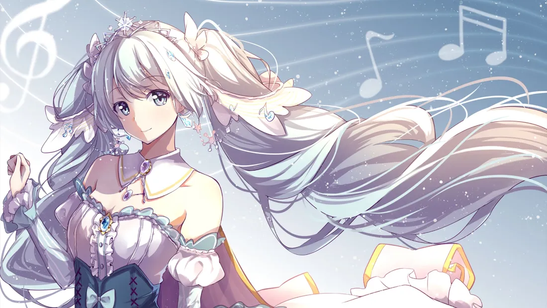 2k初音未来壁纸|音符飘曳背景图片 - 银发双马尾二次元少女「哲风壁纸」 2k初音未来壁纸|音符飘曳背景图片 - 银发双马尾二次元少女「哲风壁纸」