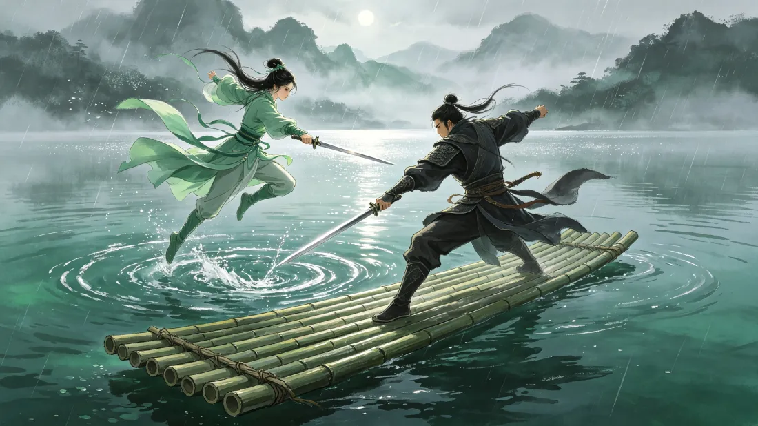 3k国风武侠壁纸|水墨江湖背景图片 - 竹筏剑客对决「哲风壁纸」 3k国风武侠壁纸|水墨江湖背景图片 - 竹筏剑客对决「哲风壁纸」