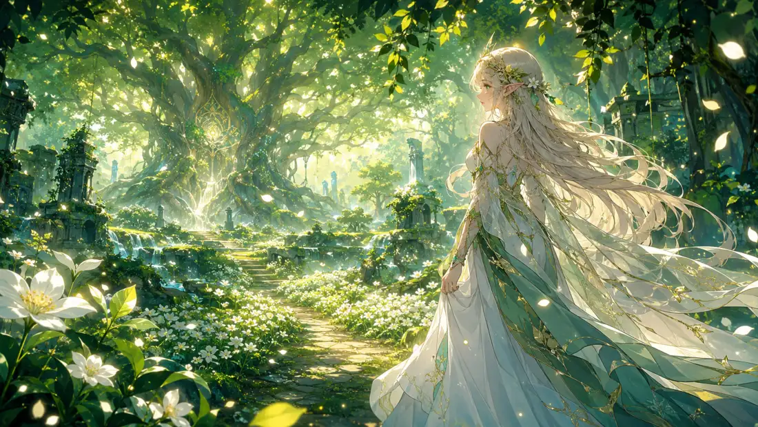 4k森林精灵少女壁纸|林间光斑背景图片 - 二次元治愈插画「哲风壁纸」 4k森林精灵少女壁纸|林间光斑背景图片 - 二次元治愈插画「哲风壁纸」