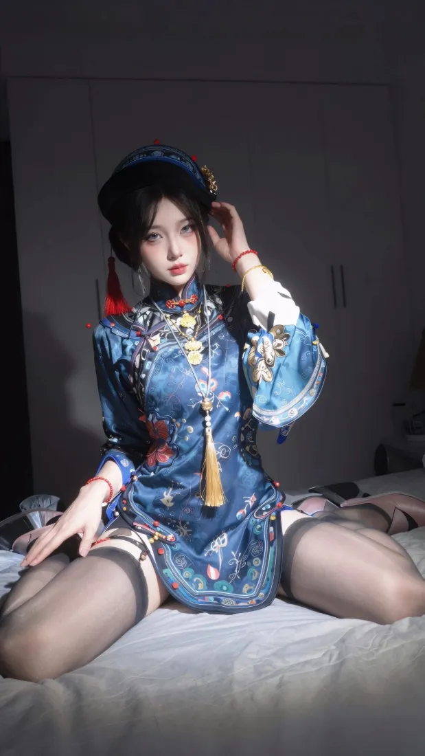 性感国风美女手机壁纸|室内卧室背景图片 - 蓝色旗装穿搭「哲风壁纸」 性感国风美女手机壁纸|室内卧室背景图片 - 蓝色旗装穿搭「哲风壁纸」