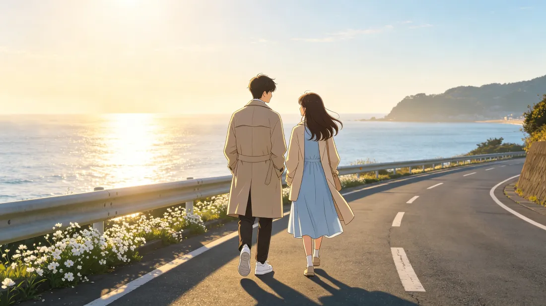 3k韩剧浪漫卡通情侣壁纸|海边公路日落背景图片 - 治愈风「哲风壁纸」 3k韩剧浪漫卡通情侣壁纸|海边公路日落背景图片 - 治愈风「哲风壁纸」