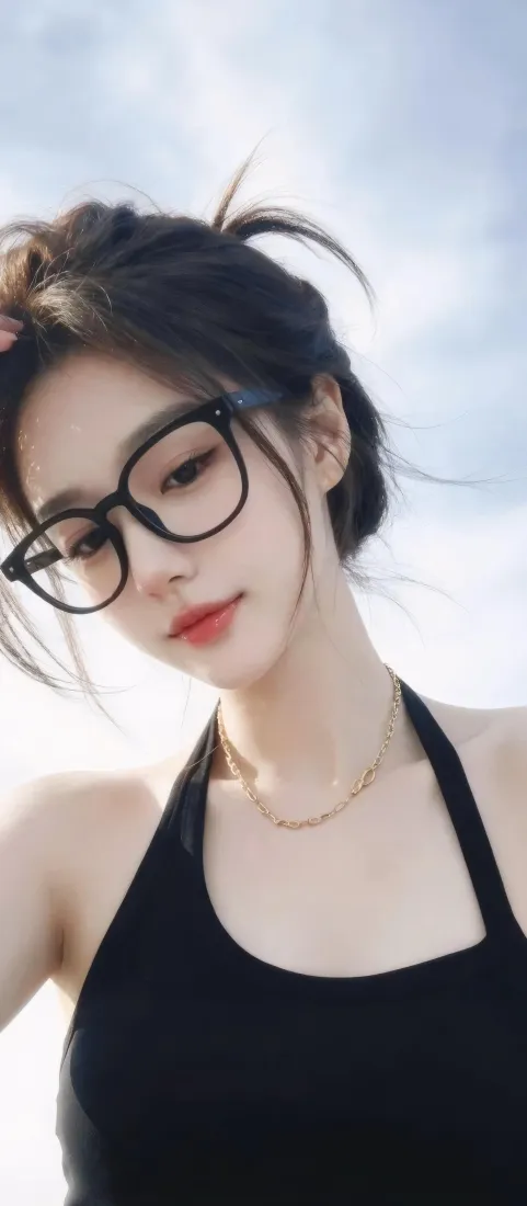 眼镜美女手机壁纸|蓝天户外背景图片 - 清新氛围感「哲风壁纸」 眼镜美女手机壁纸|蓝天户外背景图片 - 清新氛围感「哲风壁纸」