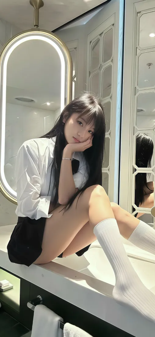 白衬衫少女手机壁纸|室内化妆镜背景图片 - 甜酷美女穿搭「哲风壁纸」 白衬衫少女手机壁纸|室内化妆镜背景图片 - 甜酷美女穿搭「哲风壁纸」
