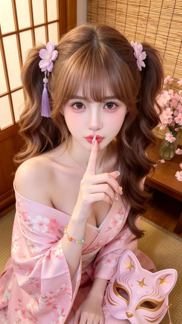 甜美双马尾少女手机壁纸|粉色和服背景图片 - 日系可爱写真「哲风壁纸」 甜美双马尾少女手机壁纸|粉色和服背景图片 - 日系可爱写真「哲风壁纸」