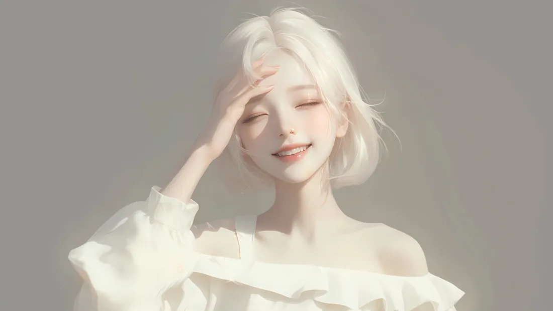4k白发甜美二次元少女壁纸|浅灰背景图片 - 温柔治愈「哲风壁纸」 4k白发甜美二次元少女壁纸|浅灰背景图片 - 温柔治愈「哲风壁纸」