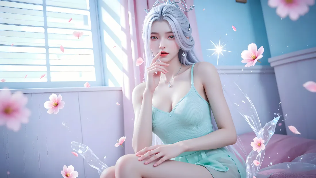 8k剑妈壁纸｜室内飘花背景图片 - 剑来二次元美女「哲风壁纸」