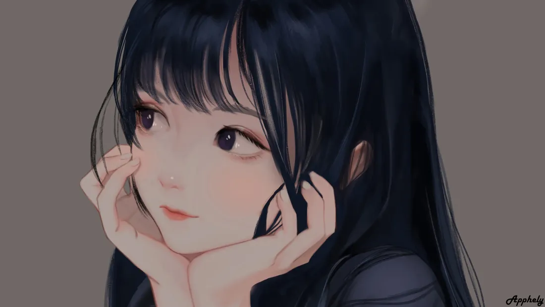 4k黑长直可爱少女壁纸|托腮手绘插画背景图片 - 二次元人像「哲风壁纸」 4k黑长直可爱少女壁纸|托腮手绘插画背景图片 - 二次元人像「哲风壁纸」