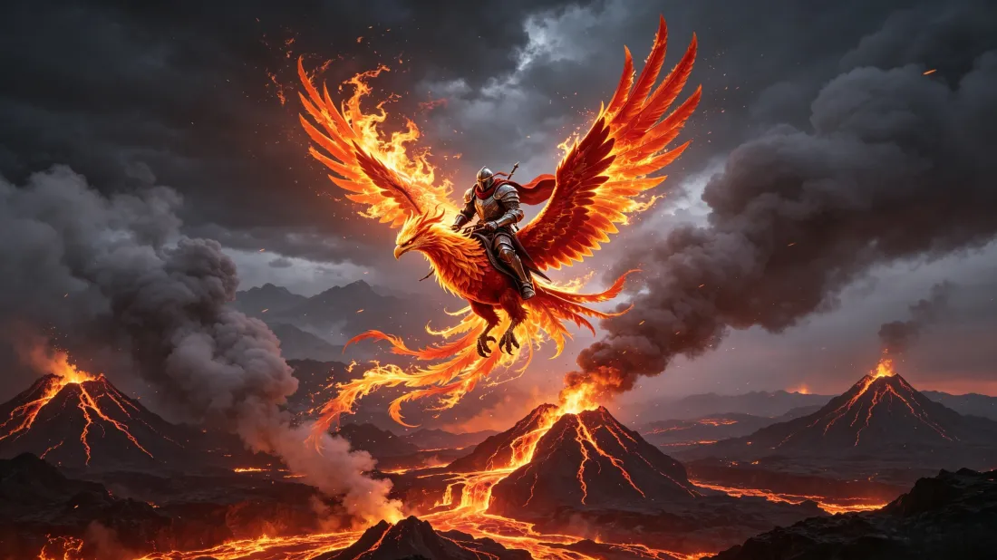 3k火凤凰骑士壁纸|火山熔岩背景图片 - 暗黑魔幻风格「哲风壁纸」 3k火凤凰骑士壁纸|火山熔岩背景图片 - 暗黑魔幻风格「哲风壁纸」