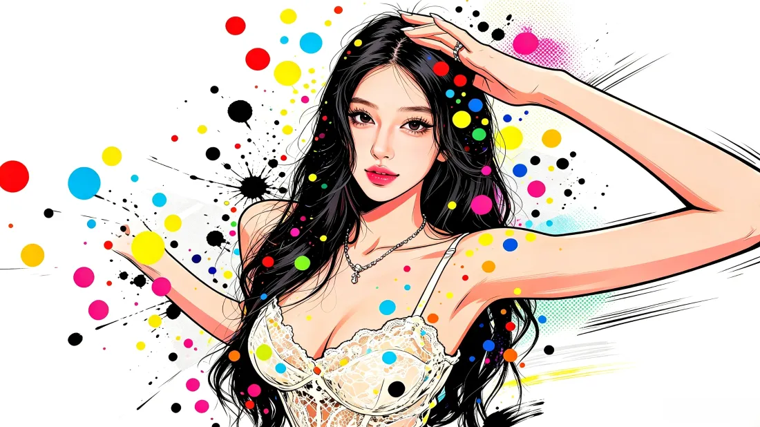 3k手绘长发美女壁纸|彩色波点背景图片 - 时尚插画「哲风壁纸」 3k手绘长发美女壁纸|彩色波点背景图片 - 时尚插画「哲风壁纸」
