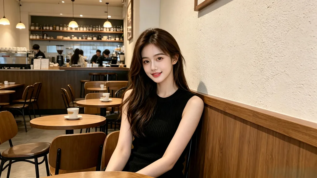3k气质美女壁纸｜咖啡馆背景图片 - 温柔氛围感写真「哲风壁纸」