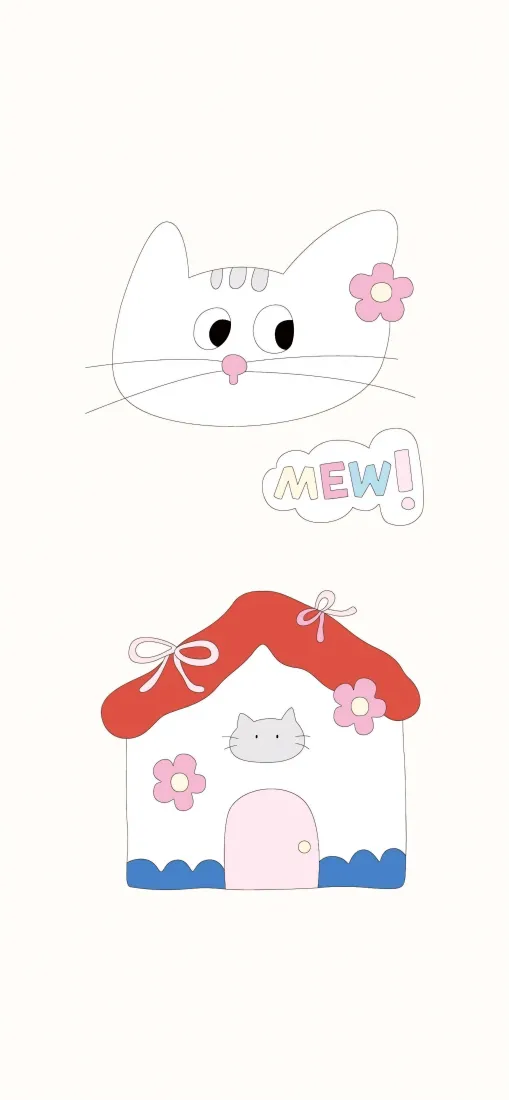 可爱小猫手机壁纸|软萌简约卡通背景图片 - 治愈猫屋花朵插画「哲风壁纸」 可爱小猫手机壁纸|软萌简约卡通背景图片 - 治愈猫屋花朵插画「哲风壁纸」