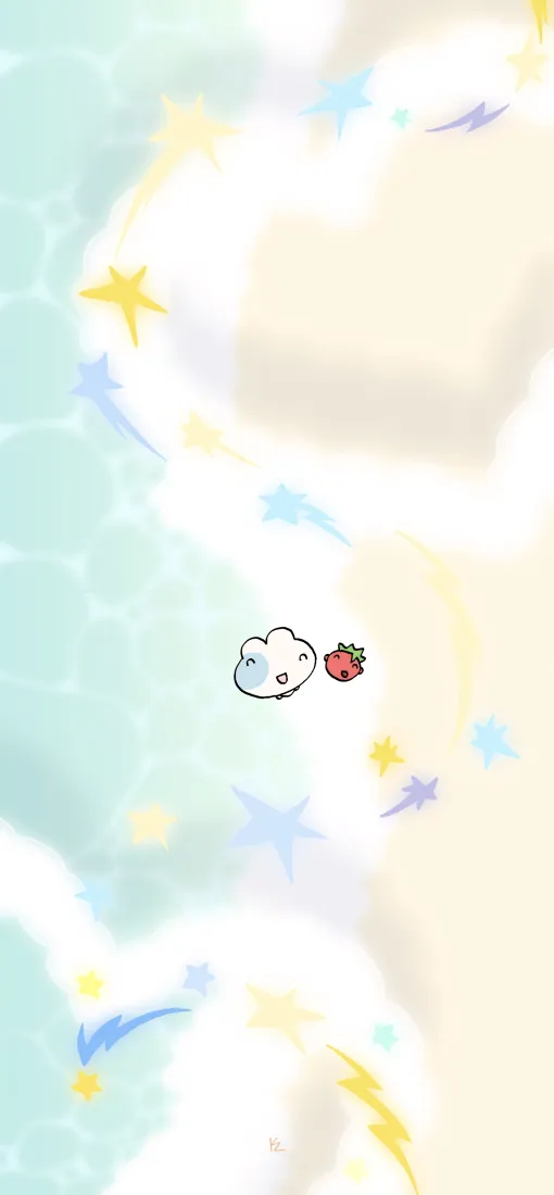 可爱卡通手机壁纸｜清新云朵背景图片 - 草莓星星元素「哲风壁纸」