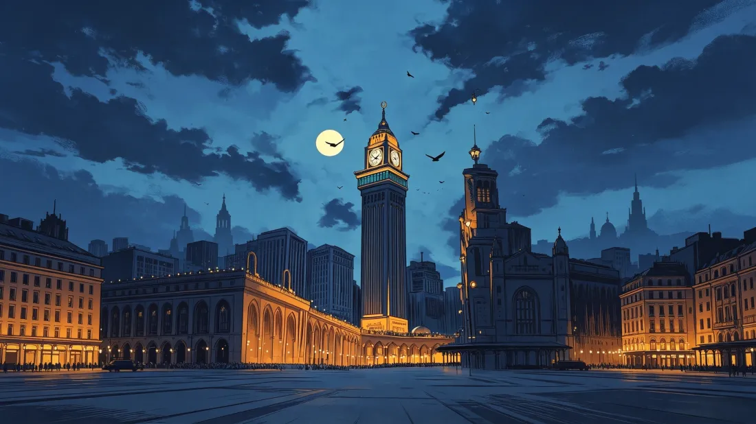 3k欧式钟楼夜景壁纸|月光城市建筑背景图片 - 手绘插画「哲风壁纸」 3k欧式钟楼夜景壁纸|月光城市建筑背景图片 - 手绘插画「哲风壁纸」