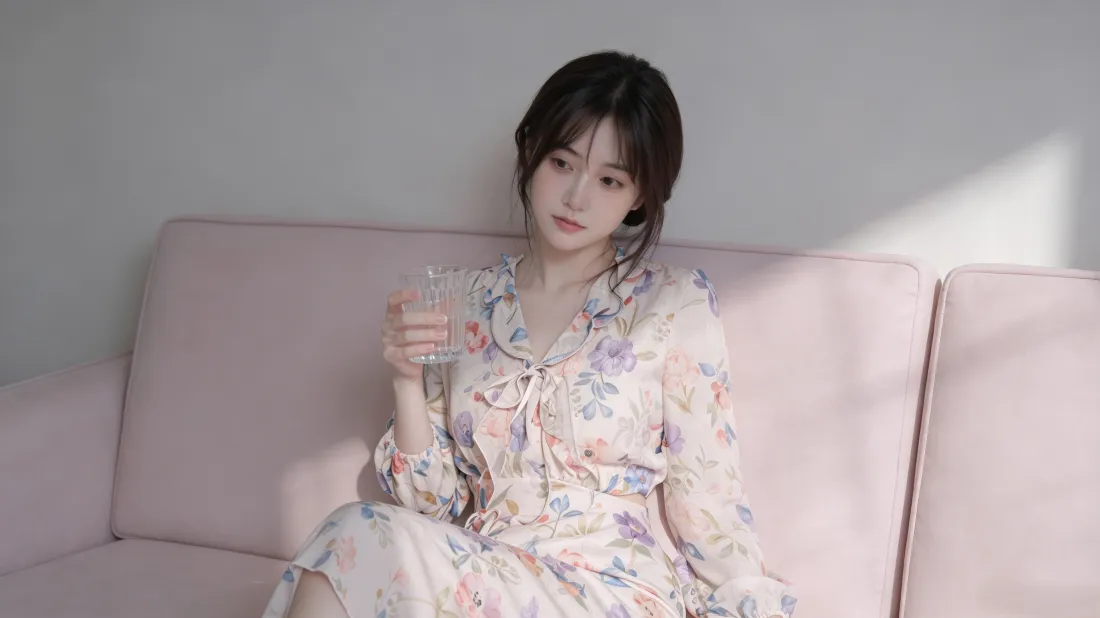 3k居家少女壁纸｜粉色沙发背景图片 - 温柔氛围感「哲风壁纸」