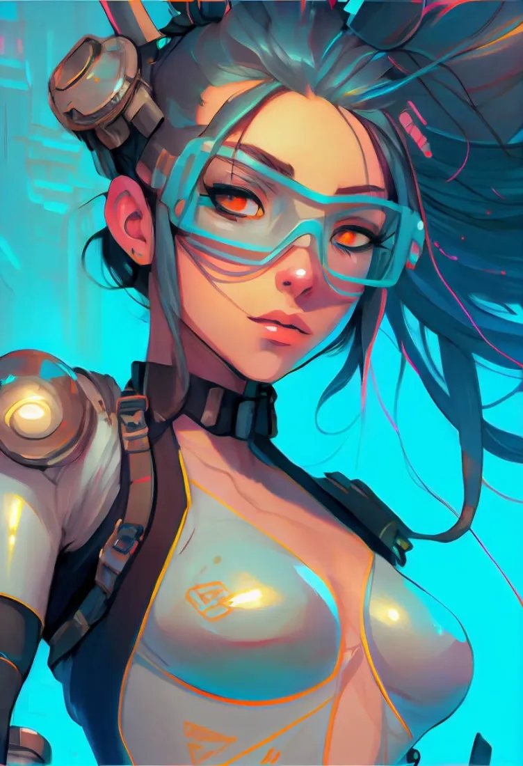 赛博朋克少女手机壁纸｜未来科技背景图片 - 机甲风二次元插画「哲风壁纸」