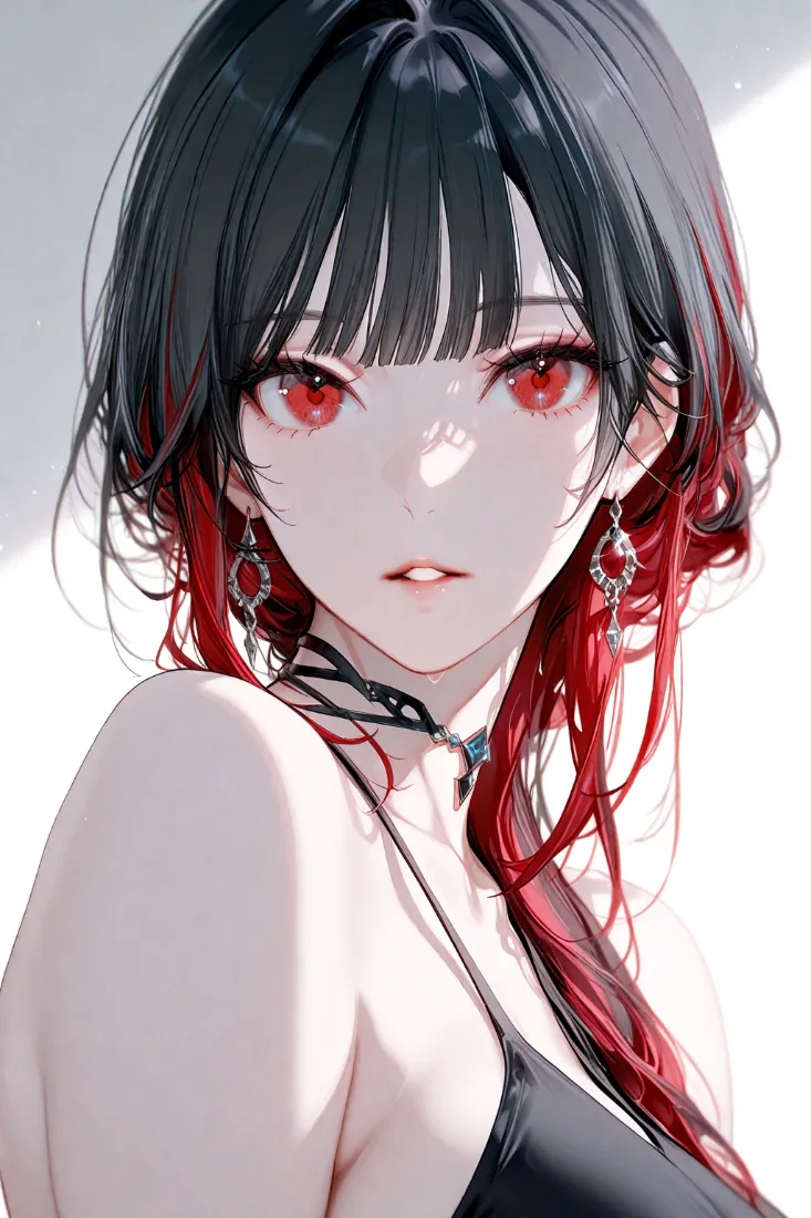 黑发红眸少女手机壁纸｜清冷动漫背景图片 - 二次元插画「哲风壁纸」