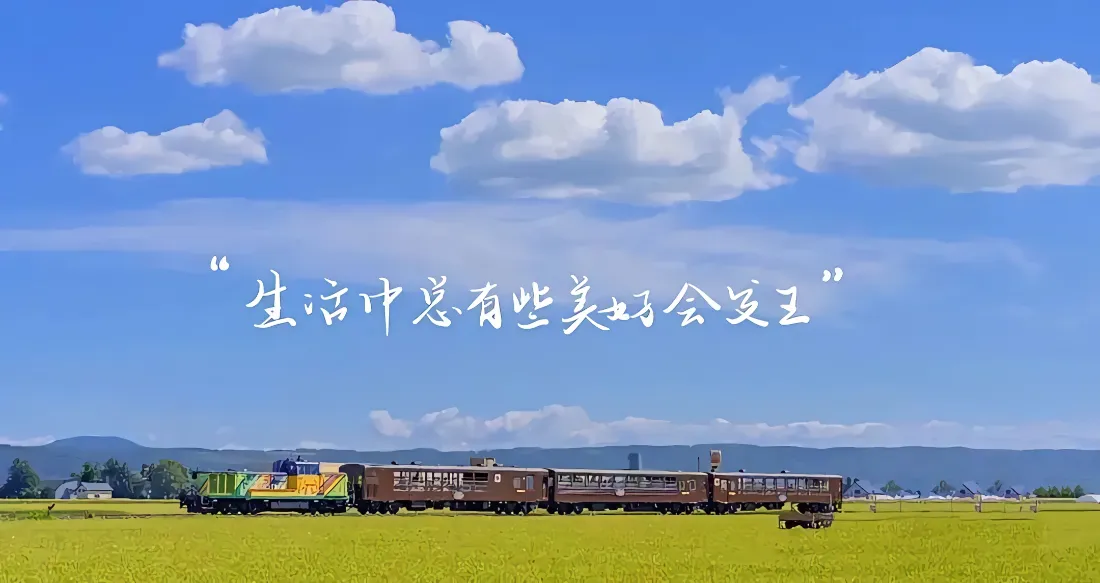 2k稻田行驶火车壁纸｜蓝天白云郊野背景图片 - 治愈清新风景「哲风壁纸」