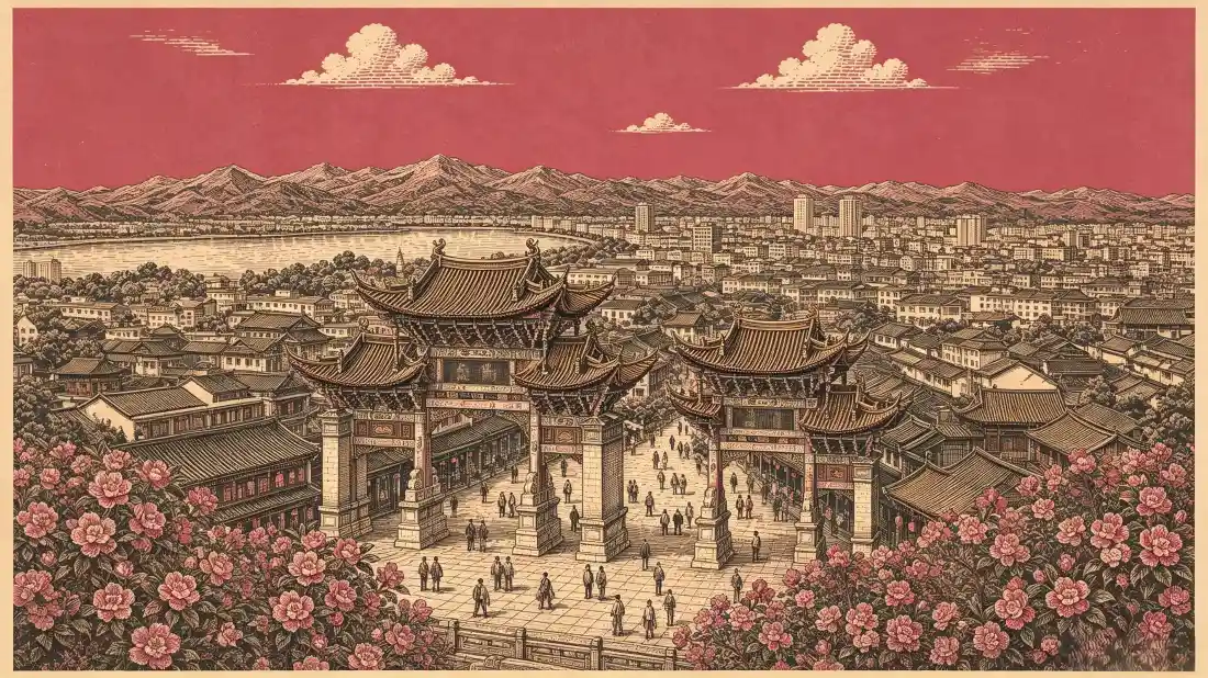 3k古建地标壁纸｜古城街景背景图片 - 国风插画「哲风壁纸」