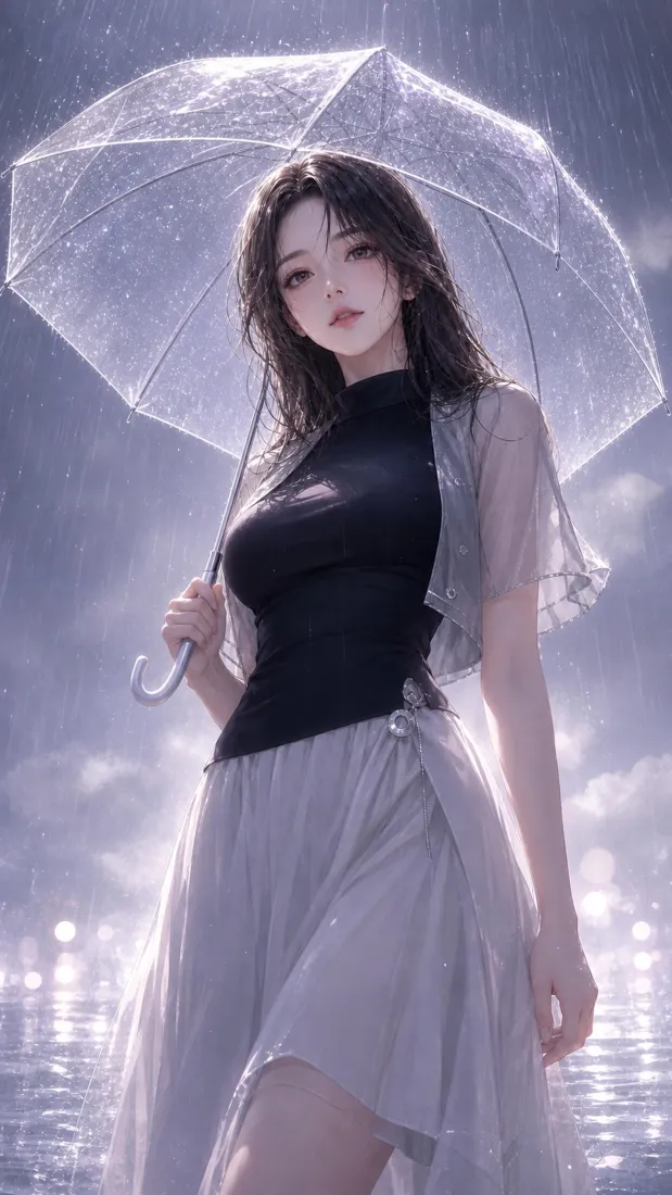 动漫少女手机壁纸｜雨天水面背景图片 - 清冷氛围感「哲风壁纸」