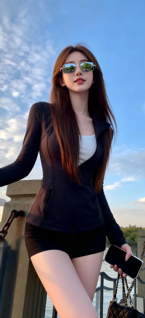 高颜值美女手机壁纸｜蓝天户外背景图片 - 手持手机「哲风壁纸」