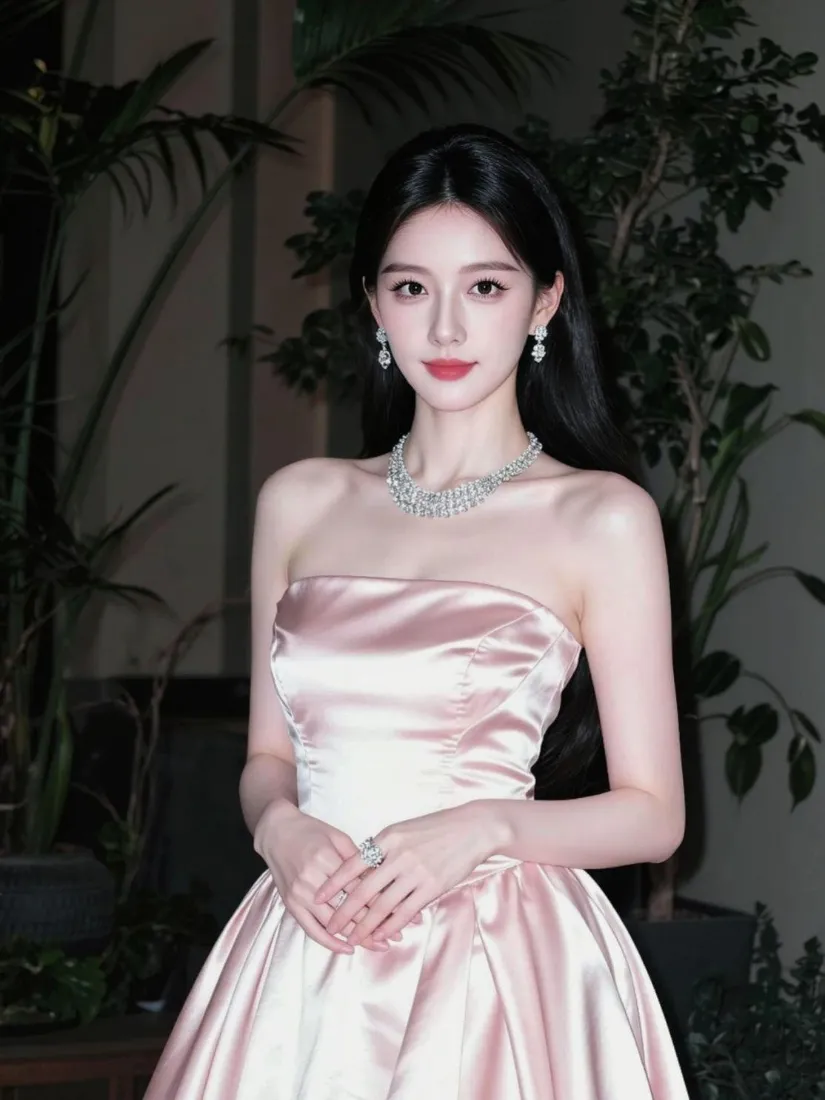 气质美女手机壁纸|粉色抹胸礼服背景图片 - 好看手机适配「哲风壁纸」 气质美女手机壁纸|粉色抹胸礼服背景图片 - 好看手机适配「哲风壁纸」