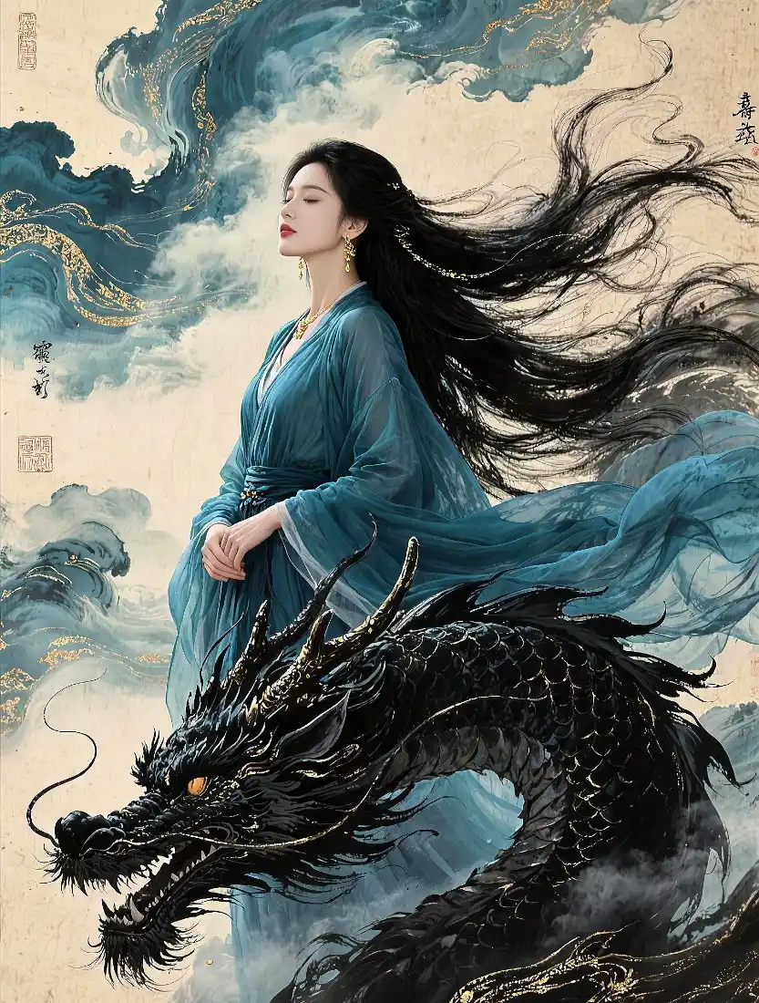 古风蓝衣女子手机壁纸|乘龙祥云背景图片 - 国风手绘「哲风壁纸」 古风蓝衣女子手机壁纸|乘龙祥云背景图片 - 国风手绘「哲风壁纸」