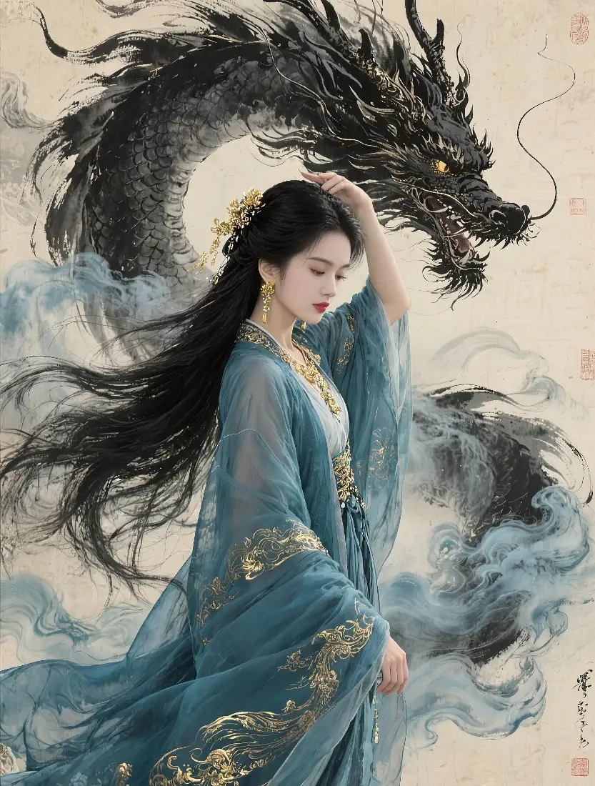 古风汉服美女手机壁纸|黑龙水墨背景图片 - 国风古韵「哲风壁纸」 古风汉服美女手机壁纸|黑龙水墨背景图片 - 国风古韵「哲风壁纸」