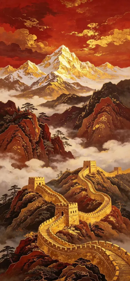 万里长城手机壁纸｜雪山云海背景图片 - 壮丽国风山河风光「哲风壁纸」