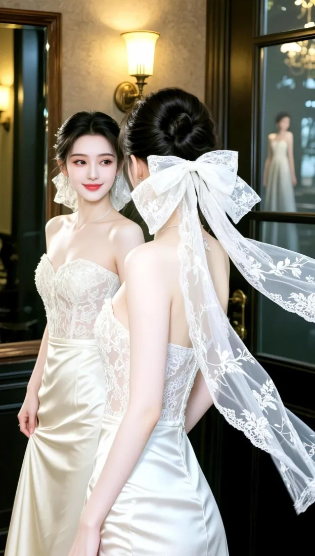 新娘婚纱手机壁纸|室内镜子背景图片 - 蝴蝶结头纱造型「哲风壁纸」 新娘婚纱手机壁纸|室内镜子背景图片 - 蝴蝶结头纱造型「哲风壁纸」
