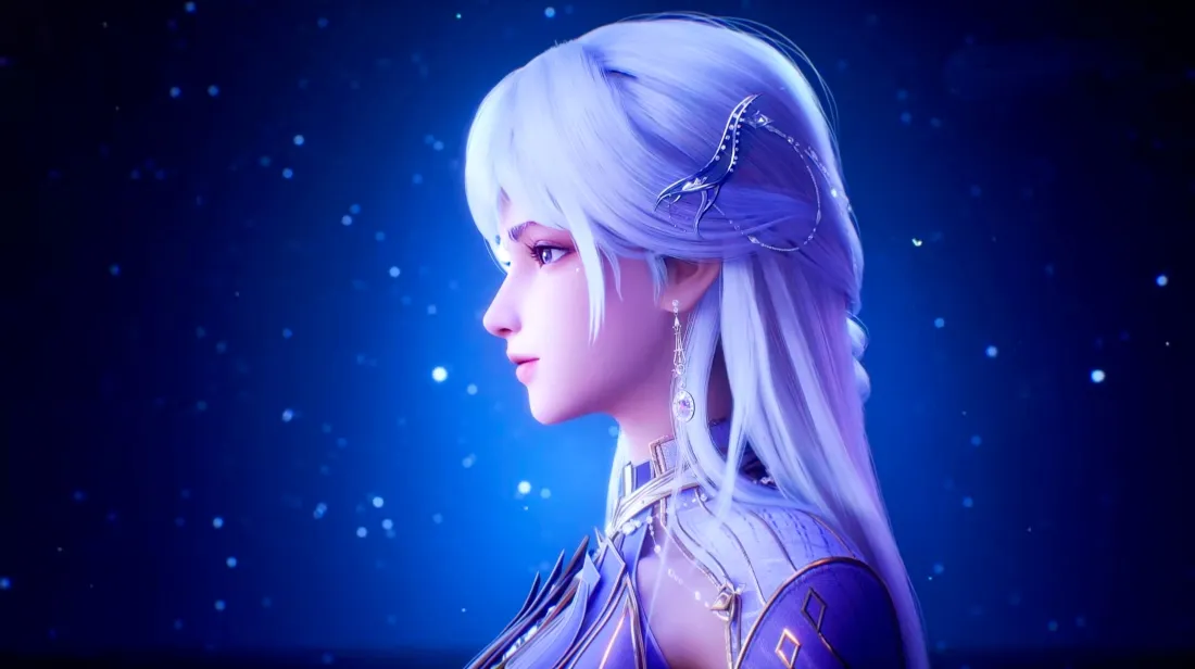 4k发饰壁纸 - 银发 - 星空 - 少女「哲风壁纸」