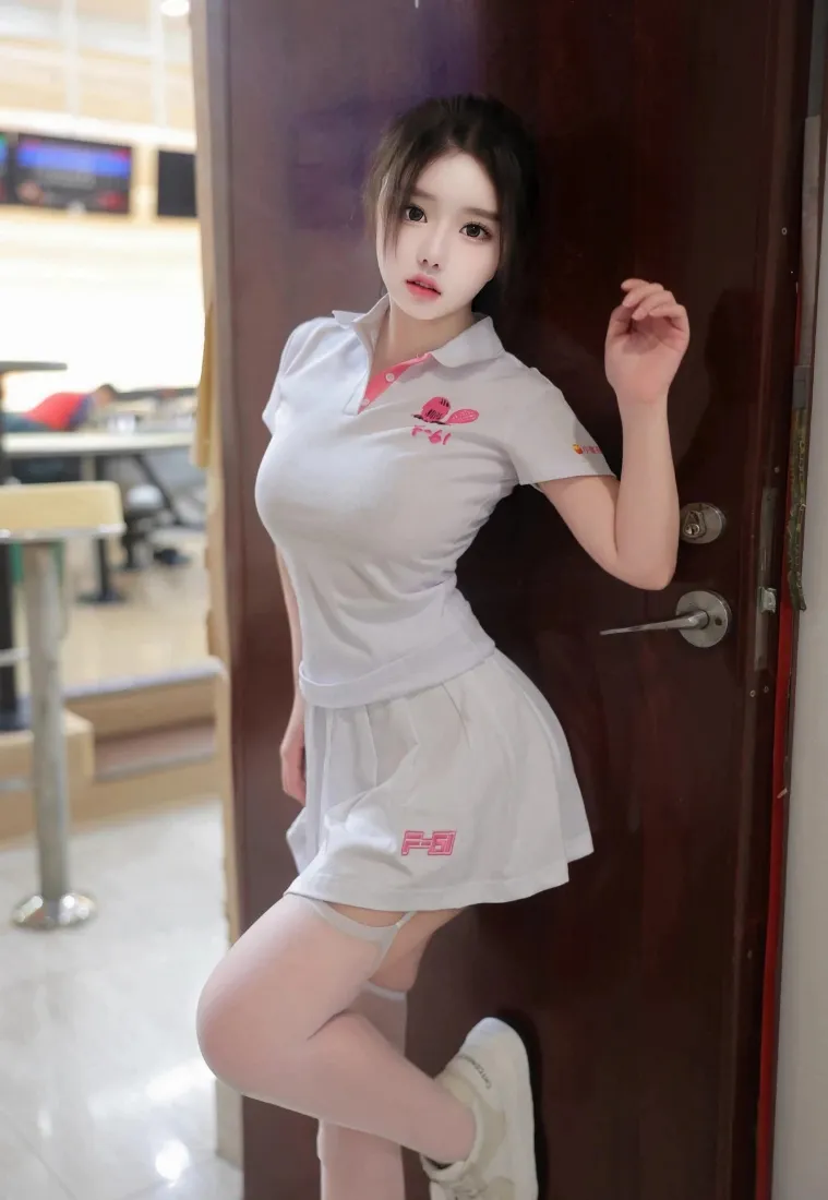 白百褶裙美女手机壁纸｜室内穿搭背景图片 - 时尚人像写真「哲风壁纸」