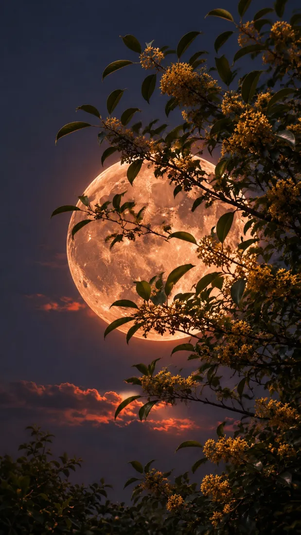 月夜手机壁纸|满月桂花枝影背景图片 - 静谧自然风景「哲风壁纸」 月夜手机壁纸|满月桂花枝影背景图片 - 静谧自然风景「哲风壁纸」