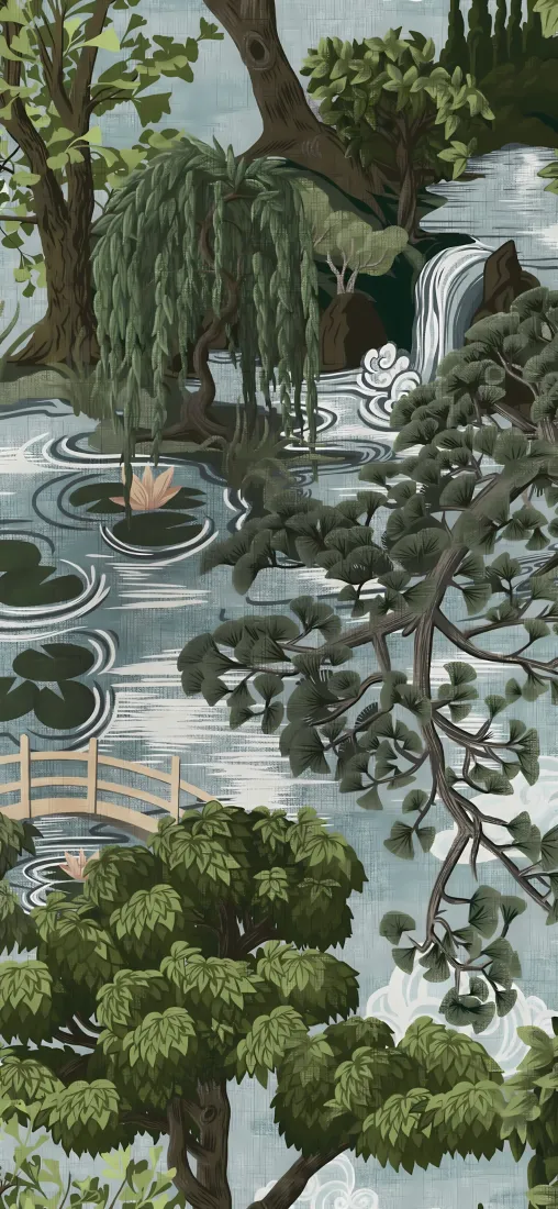 自然山水手机壁纸｜林间湖水背景图片 - 清新园林景观「哲风壁纸」