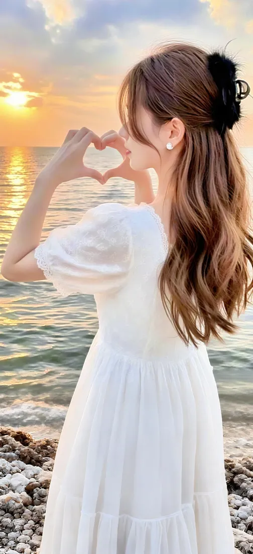 海边美女手机壁纸|日落背景图片 - 白衣长裙比心好身材「哲风壁纸」 海边美女手机壁纸|日落背景图片 - 白衣长裙比心好身材「哲风壁纸」
