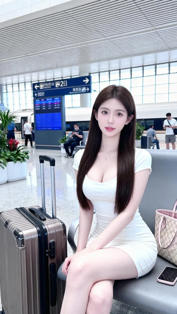 白衣美女|高铁站候车背景图片 - 白裙黑长直御姐出行「哲风壁纸」 白衣美女|高铁站候车背景图片 - 白裙黑长直御姐出行「哲风壁纸」