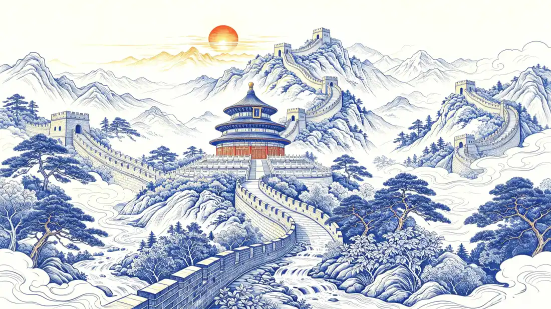 3k天坛长城壁纸|青花瓷风背景图片 - 旭日云海古建山水「哲风壁纸」 3k天坛长城壁纸|青花瓷风背景图片 - 旭日云海古建山水「哲风壁纸」