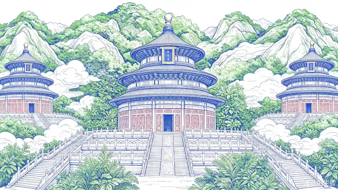 3k天坛建筑壁纸|山林云雾背景图片 - 清新手绘国风场景「哲风壁纸」 3k天坛建筑壁纸|山林云雾背景图片 - 清新手绘国风场景「哲风壁纸」