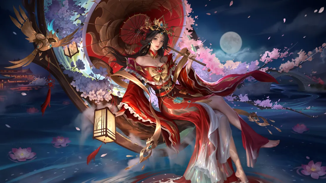 4k三国杀张瑾云壁纸|月夜红裙背景图片 - 瑶影浣月古风立绘「哲风壁纸」 4k三国杀张瑾云壁纸|月夜红裙背景图片 - 瑶影浣月古风立绘「哲风壁纸」