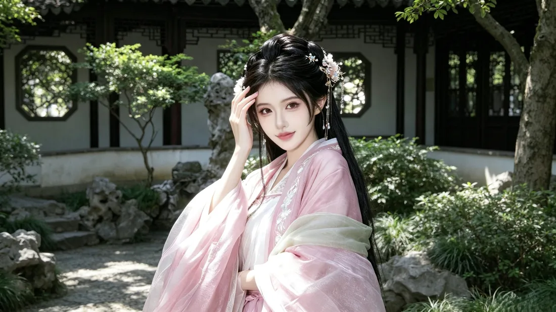 3k古风汉服美女壁纸|江南园林背景图片 - 粉衣温婉佳人「哲风壁纸」 3k古风汉服美女壁纸|江南园林背景图片 - 粉衣温婉佳人「哲风壁纸」